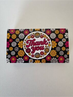 Thank You Floral Card - Black with Pink & Yellow Accents business cards 50ct